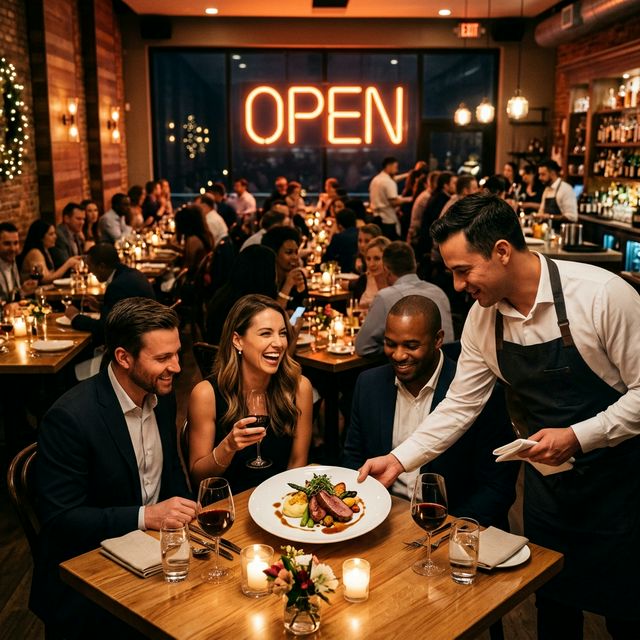 Restoranın servis alanı, müşterilere servis